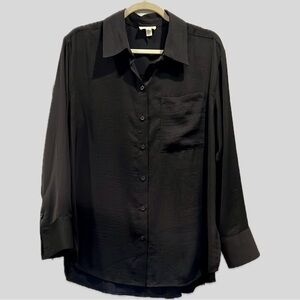 Open‎ Edit | Satin Button Up Shirt | Black | Size Medium